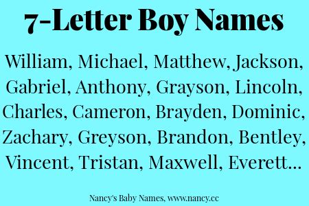 7 letter baby boy names